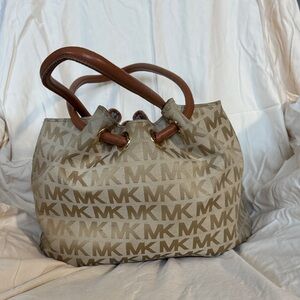 Michael Kors Beige Monogram Shoulder Bag